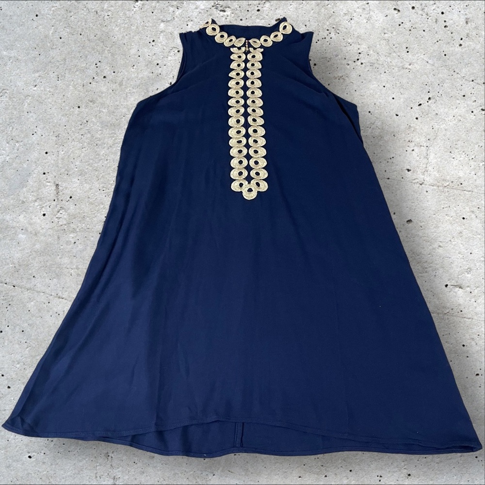 Lilly Pulitzer Navy Dress with Gold Accents